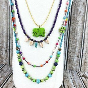 Boho Style Jasper Multi Strand Necklace